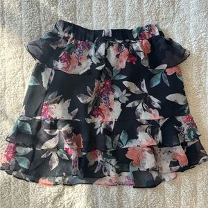 Scripted Floral Print Mini Skirt